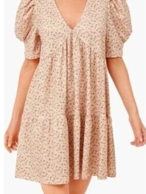 Tuckernuck Hyacinth XS Floral Puff Sleeve Folie Mini Dress V-Neck